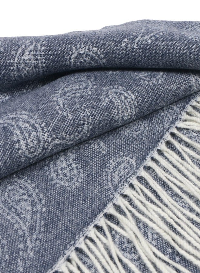 TZ Promise Patterned Scarf for Unisex- 66 x 12 Inches Long Ultra-Soft Cashmere Feel for Winter (Navy Blue Paisley) - Image 4